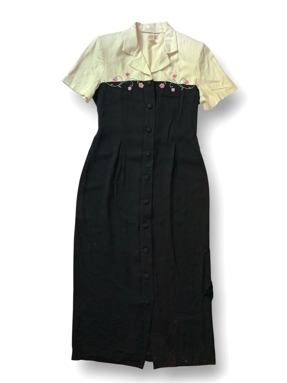 v i n t a g e :: Embroidered Button Front Modest Shirt Dress - Picture 10 of 13